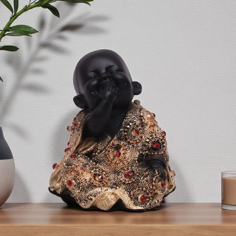 Serenity Laughing Buddha Showpiece - Black media 1