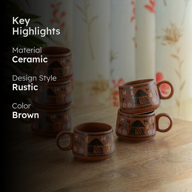 Liora Ceramic Tea Cup (150 mL Each) - Set Of Six media 2