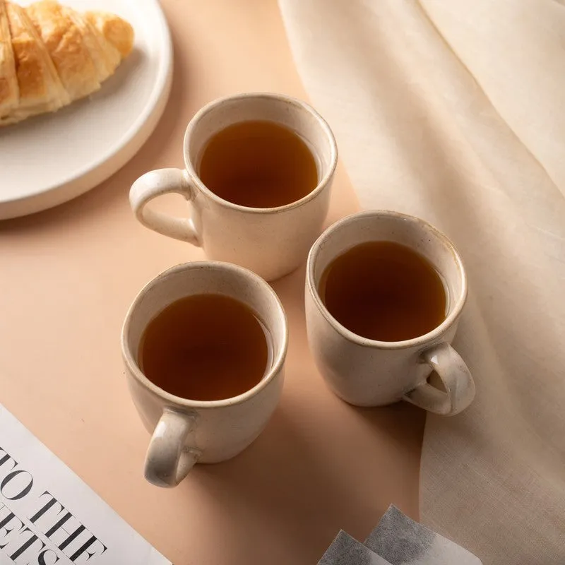 Elowen Porcelain Tea Cup (180 mL Each,Beige) - Set Of Six media 3