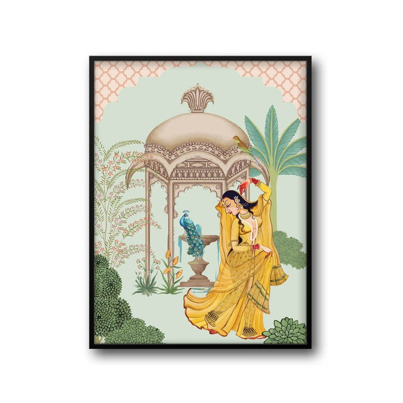 Bahar-e-Tanz Framed Mughal Canvas Wall Painting media 6