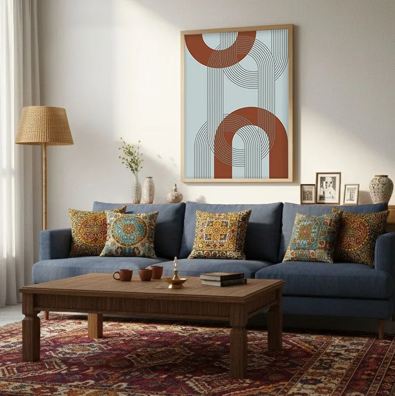Linear Echo Canvas Wall Painting With Brown Frame media 5
