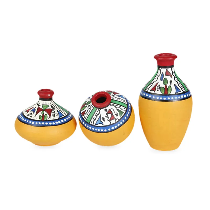 Dharthi Handpainted Terracotta Vase - Three Piece Set media 4