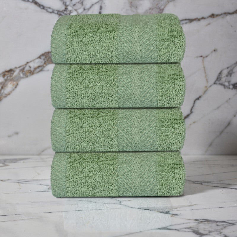 PlushAura Cotton Face Towel (Olive) - Set Of Four media 3