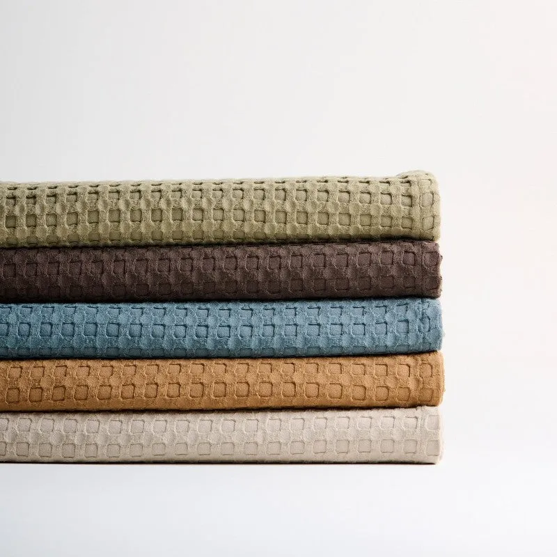 Ambar Waffle Weave Bamboo Cotton Bath Towels - Olive Green media 5