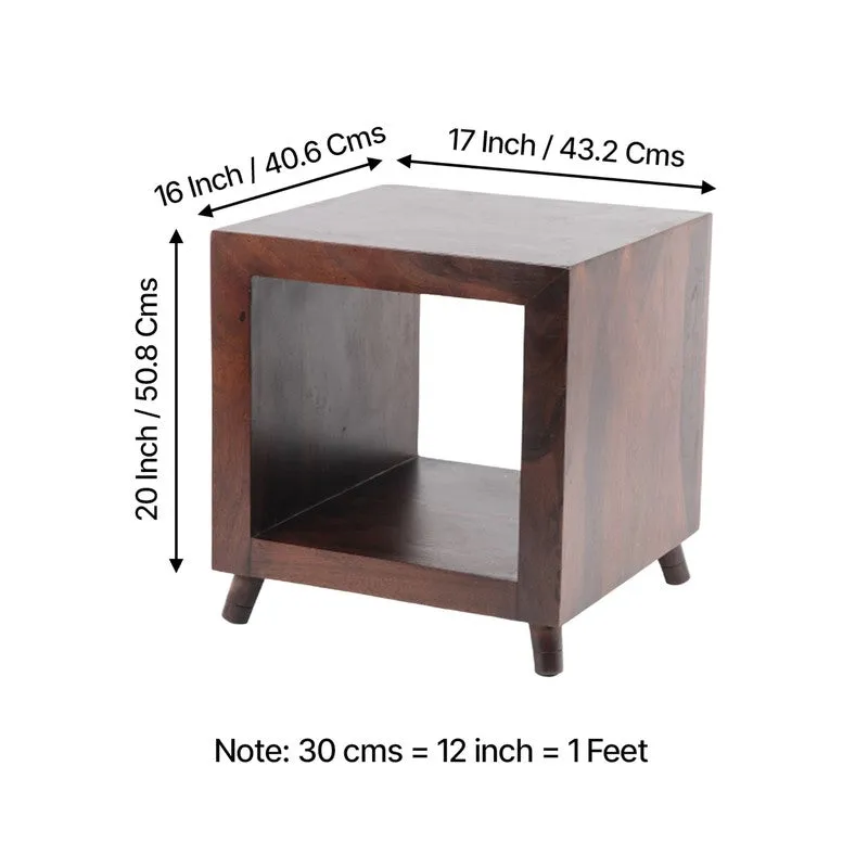 Qverox Sheesham Wooden Side & Bedside Table - Dark Brown media 10