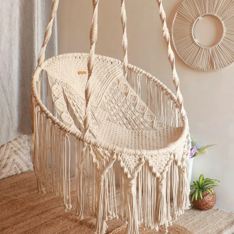 Boho Chic Macrame Swing Chair media 3