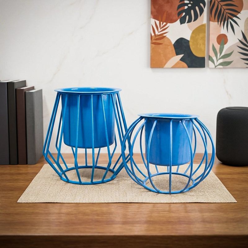 Steela Duo Planter (Blue) - Set Of Two