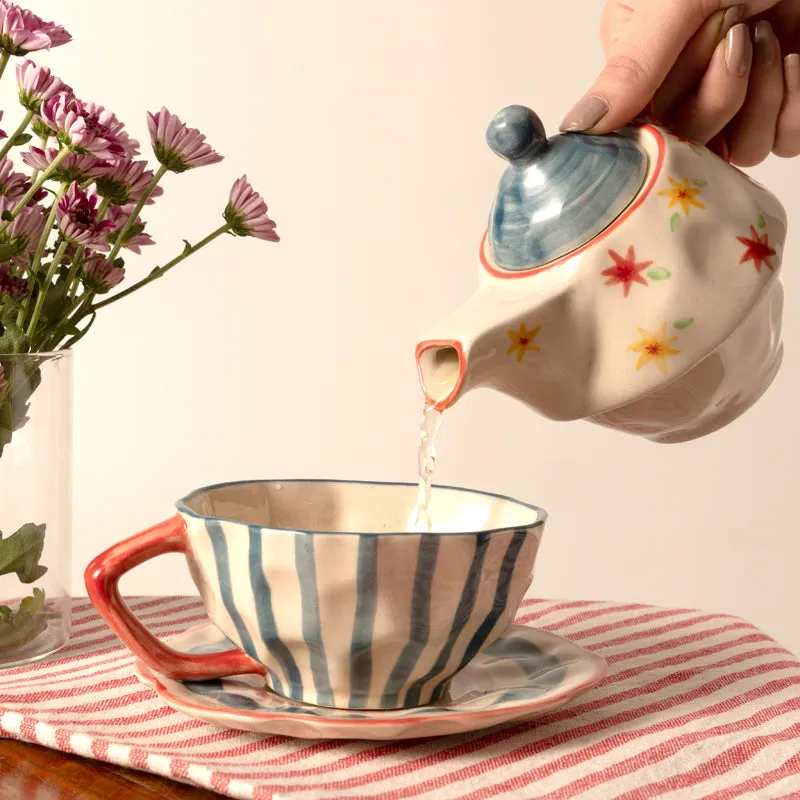 Rangoli Tea Cup with Tea Pot - Three Piece Set media 3