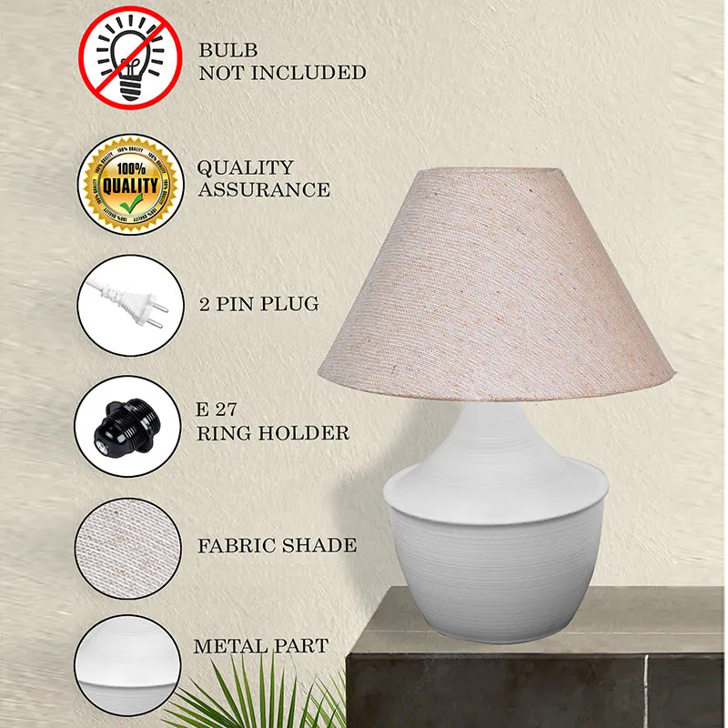 Obliqe Metal Table Lamp - Beige,White media 4