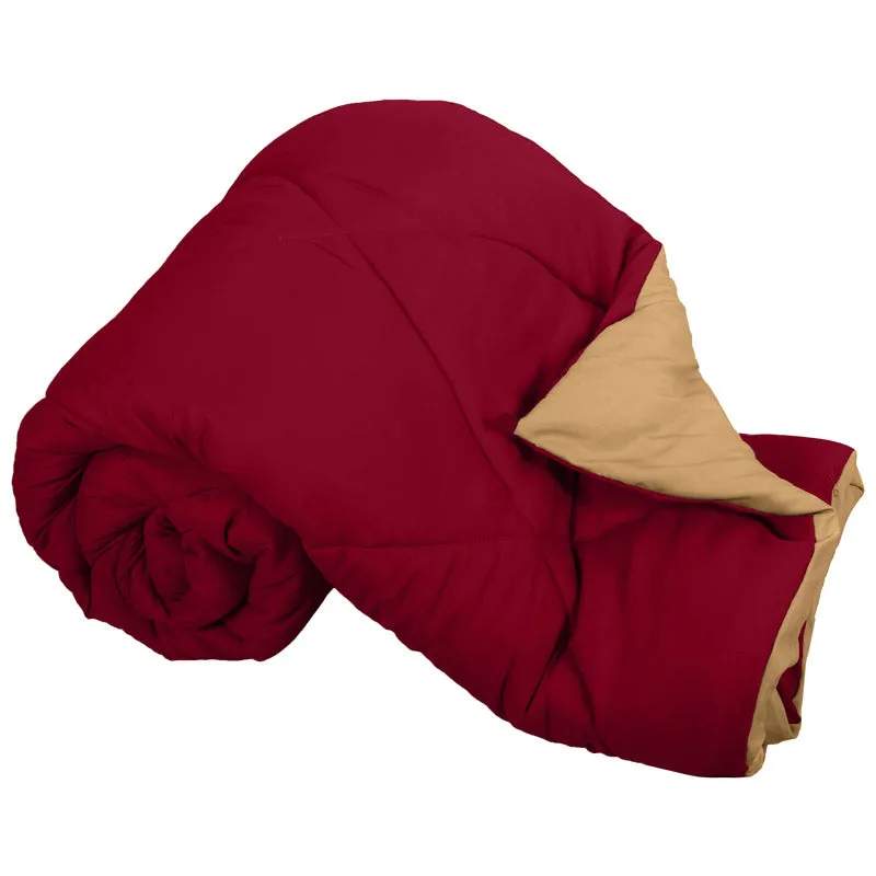 Wide Checkered Dual Color Cotton Comforter (Maroon & Beige) - 400 GSM media 6