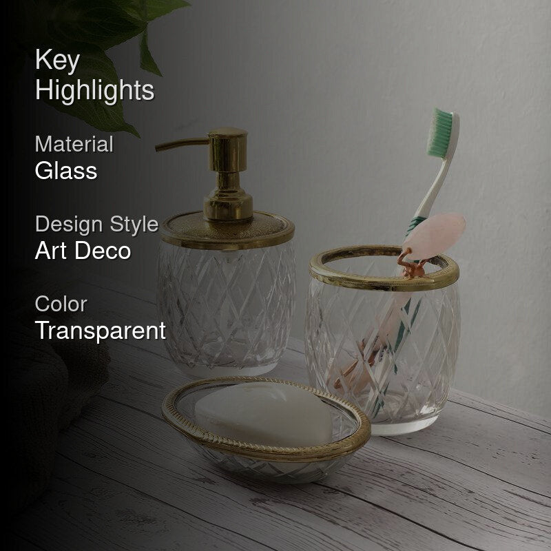Viara Diamond Glass Bathroom Set - Gold media 2