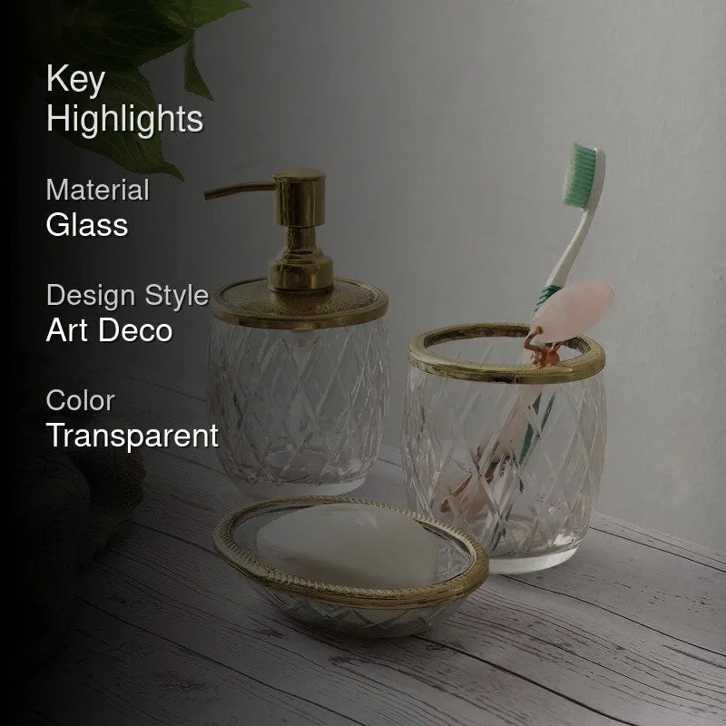 Viara Diamond Glass Bathroom Set - Gold media 2