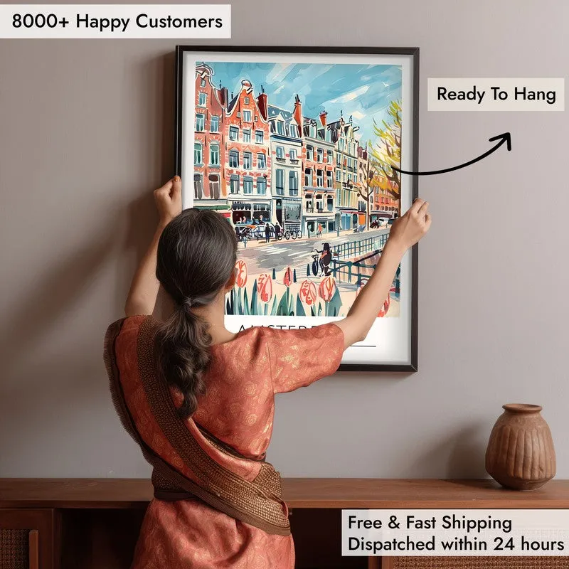 Vintage Amsterdam Framed Canvas Wall Painting media 6