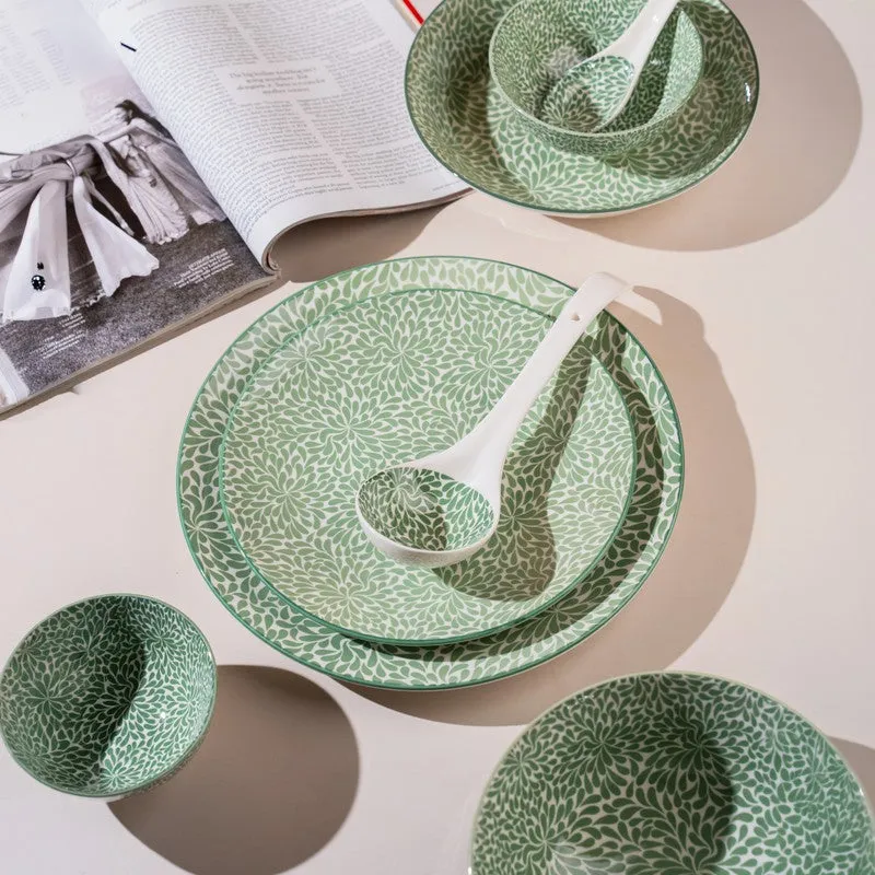 ServeHarbor Porcelain Dinner Set (Green) - 35 Piece Set media 3