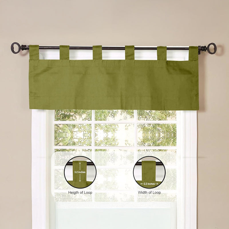 Tab Tale Flat Curtain Valance (Dark Khaki) - Set Of Two media 4