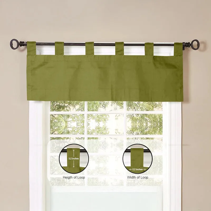 Tab Tale Flat Curtain Valance (Dark Khaki) - Set Of Two media 4