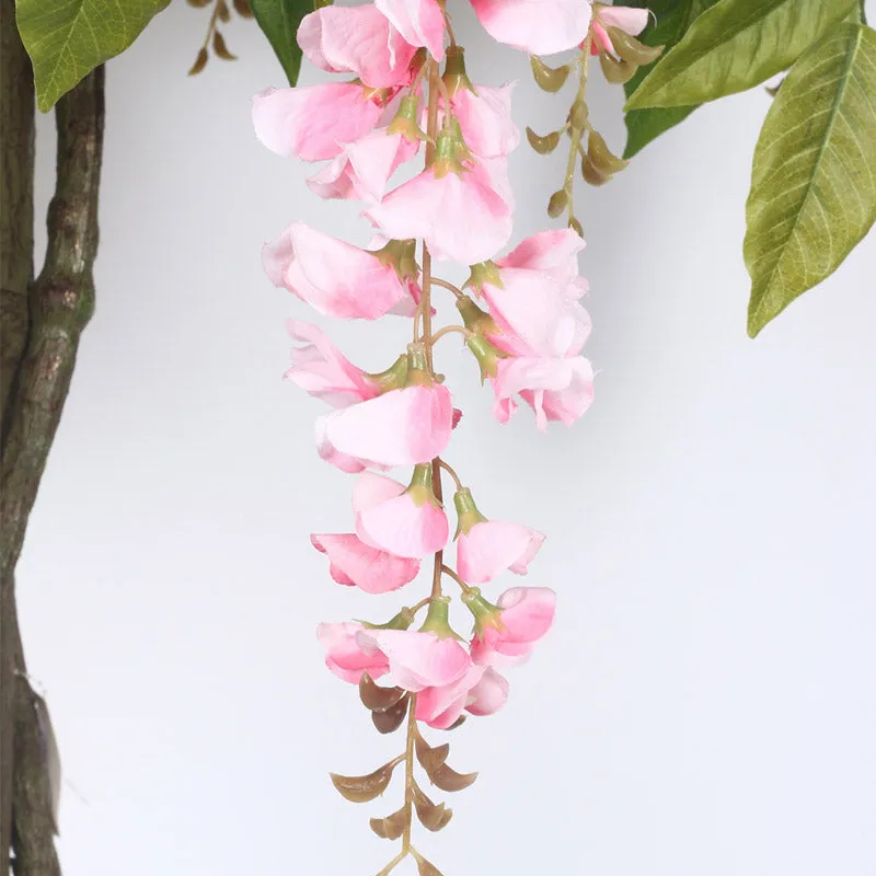 Faux Realtouch Pink Wisteria Tree With Black Plastic Pot - 5.9 Feet media 5
