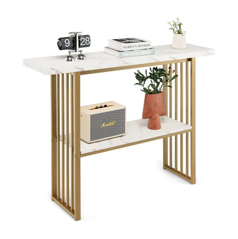 Metal Console Table with Marble Top - Medium media 4