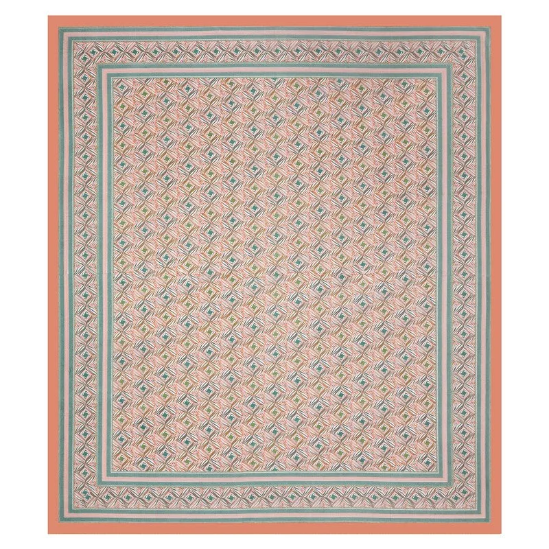 Desert Charm Cotton Bedsheet (Peach,Blue) - 120 TC media 5