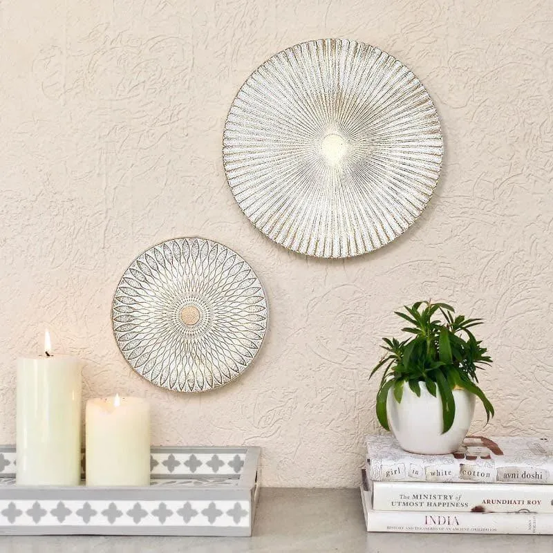 Sinoya Decorative MDF Wall Plates (White) - Set Of Two media 1