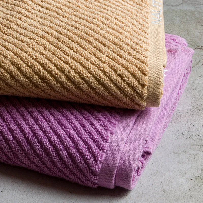 Nautica Riviera Soft Cotton Bath Towel (Beige & Lilac) - Set Of Two media 5