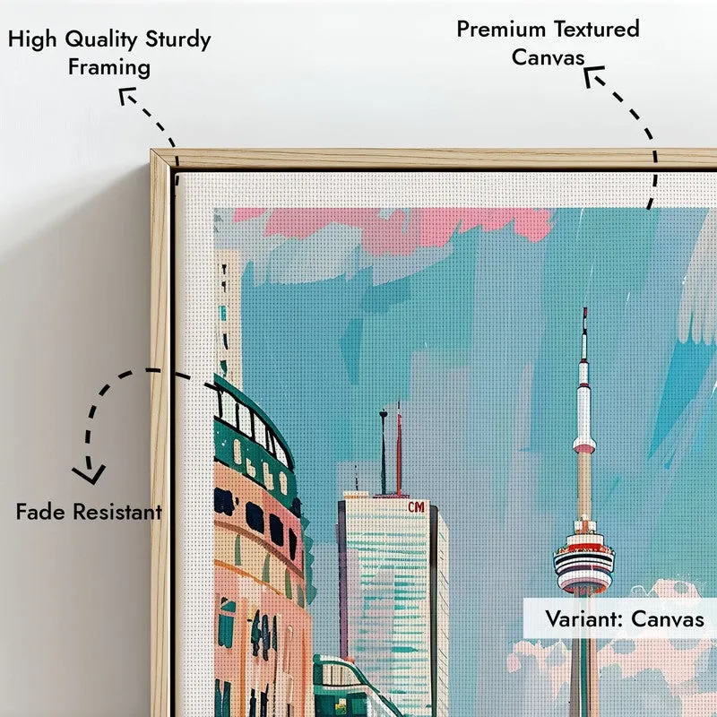 Vintage Toronto Framed Canvas Archival Canvas Wall Painting - Natural Brown Frame media 6
