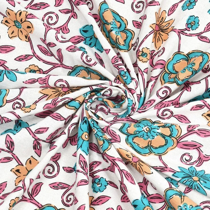 Gridon Cotton Bedsheet (Blue,Pink) - 240 TC media 5