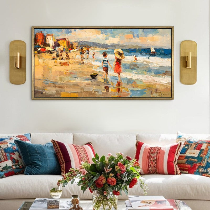 Golden Sand Canvas Wall Painting With Frame