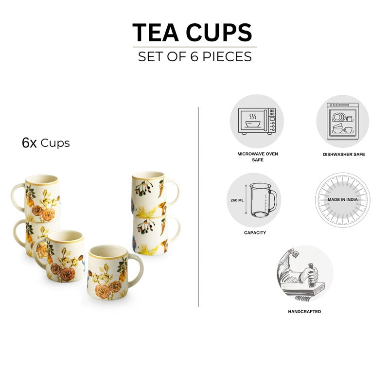 Thea Ceramic Tea Cup (260 mL Each) -  Set of Six image 6