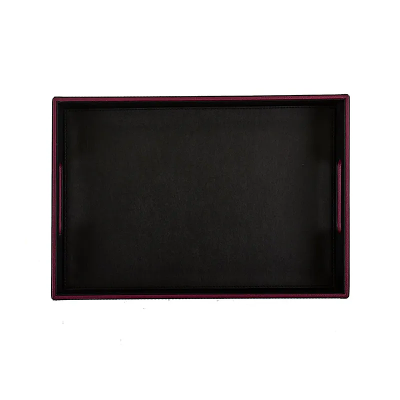 Tisca Faux Leather Serving Tray (Black) - Set Of Two media 7