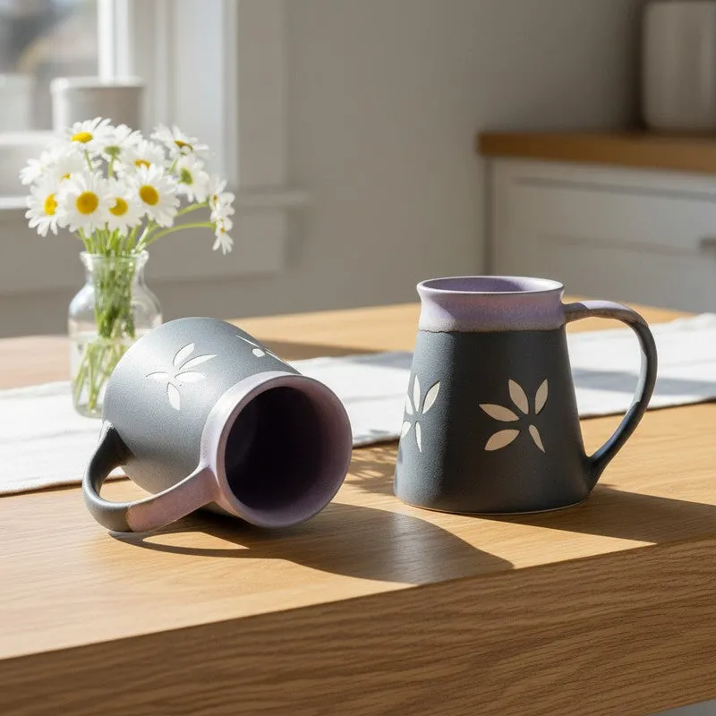 Ceramic Ceramic Coffee Mug (270 mL Each,Grey,Black) - Set Of Two media 4