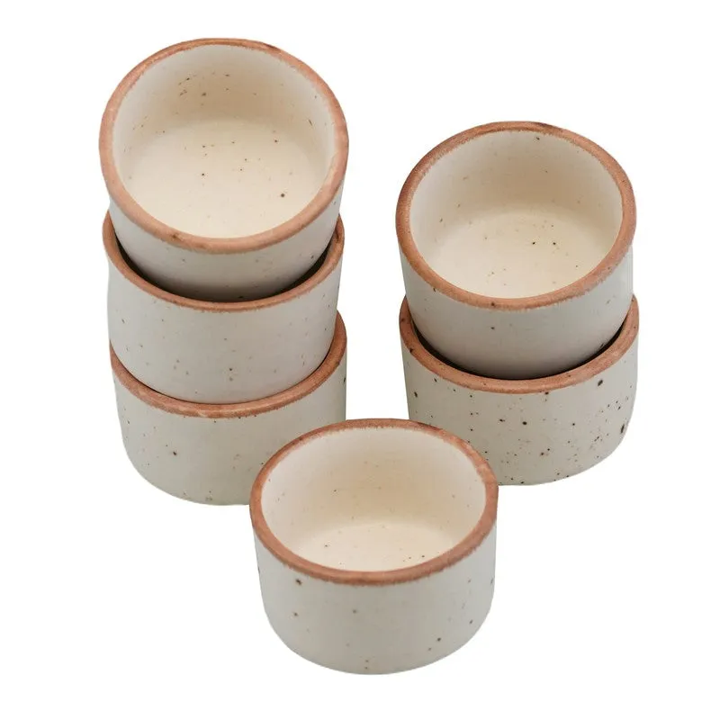 Savora Ceramic Dip Bowls (White,40 mL Each) - Set Of Six media 3