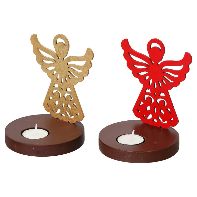 Seraphim Sisters Wood Christmas Tea Light Holder - Set Of Two media 7