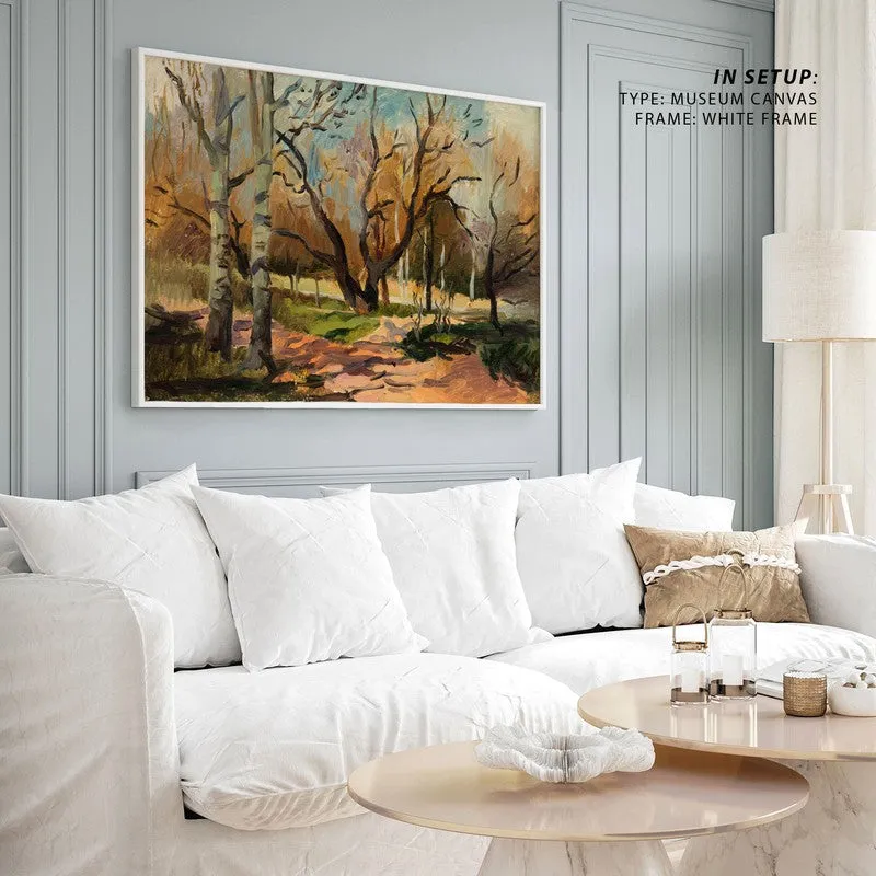 Oil Paint Forest Way Canvas Wall Painting - Black Frame media 3