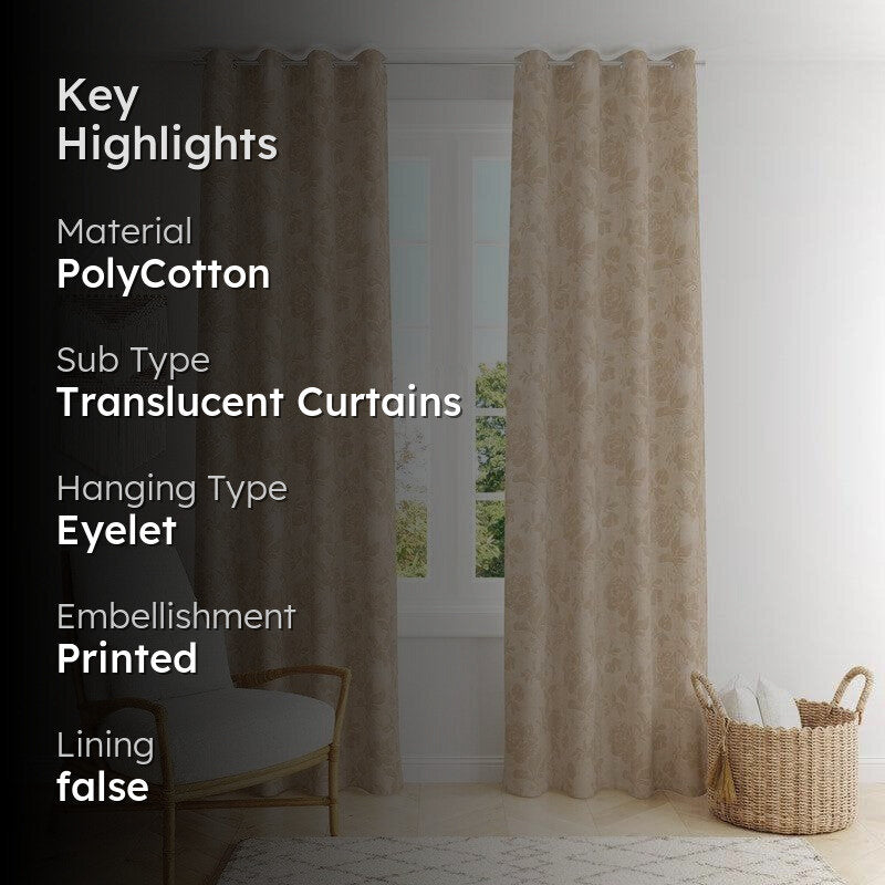 Gulaab Jacquard Curtain Single (Beige) media 2