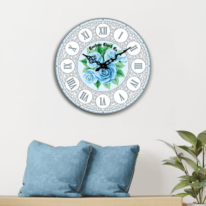 Blue Rosa Wood Analog Wall Clock