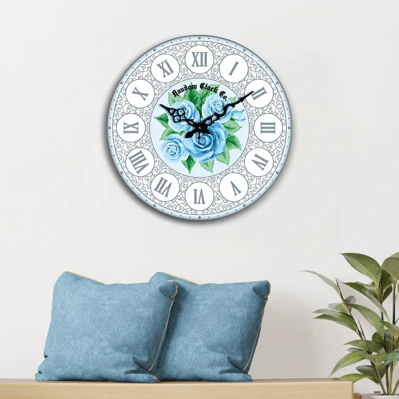 Blue Rosa Wood Analog Wall Clock media 1