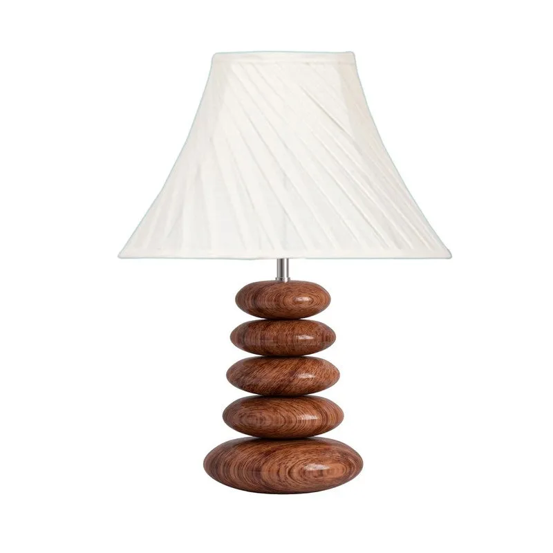 Glymora Cotton Table Lamp With Wooden Base - White media 5