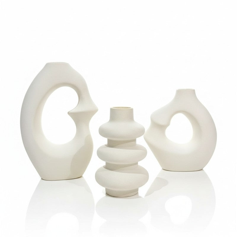 Stackra Totem Stacked Ceramic Vase (Ivory) - Set Of Three media 3