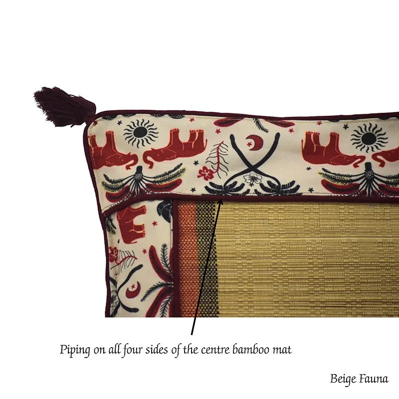 Cushaura Bamboo Cushion Covers - Beige,Red - 6