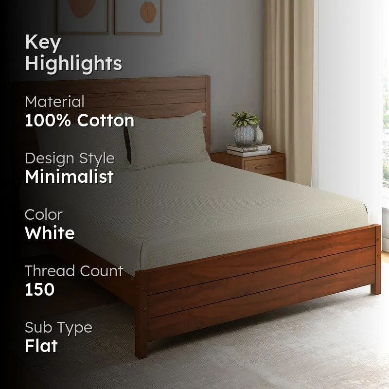 PlainLux Cotton Bedsheet (White) - 150 TC media 2
