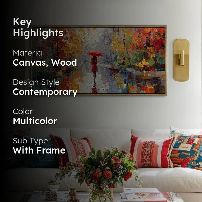 Crimson in Rain Canvas Wall Painting With Frame media 2