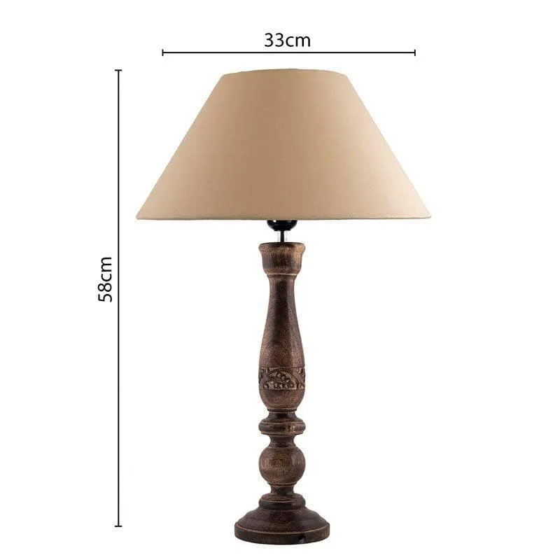 Floral Carved Fabric Table Lamp - Beige,Brown media 5