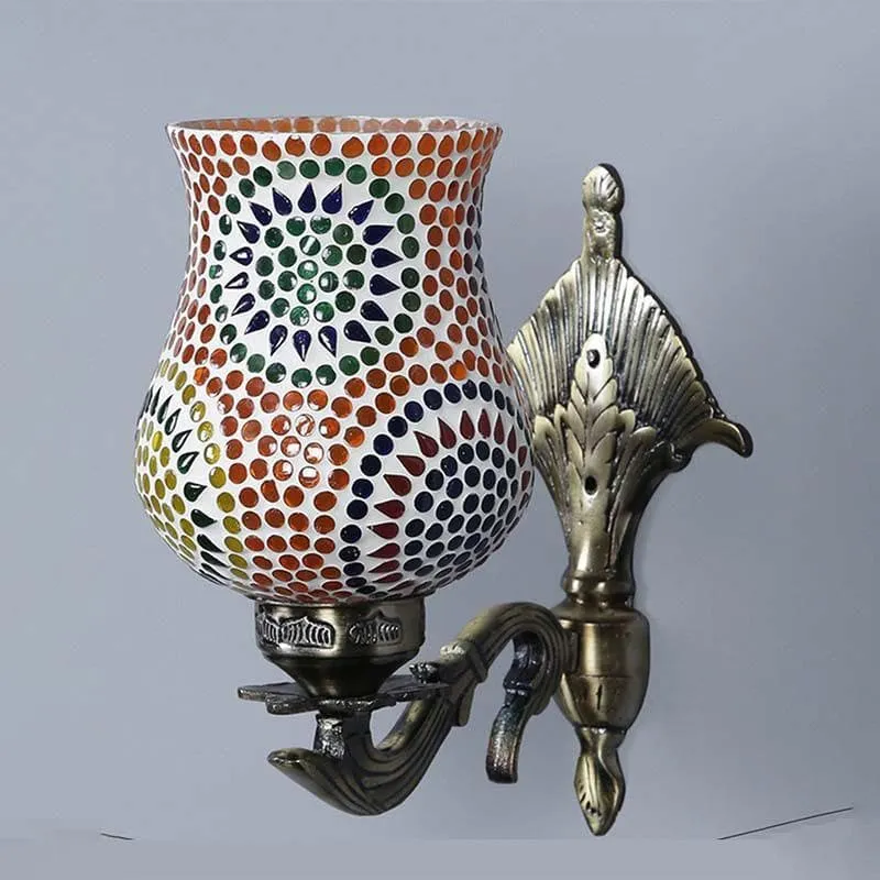 Mandala Pied Glass & Metal Wall Lamp - Multicolor media 5
