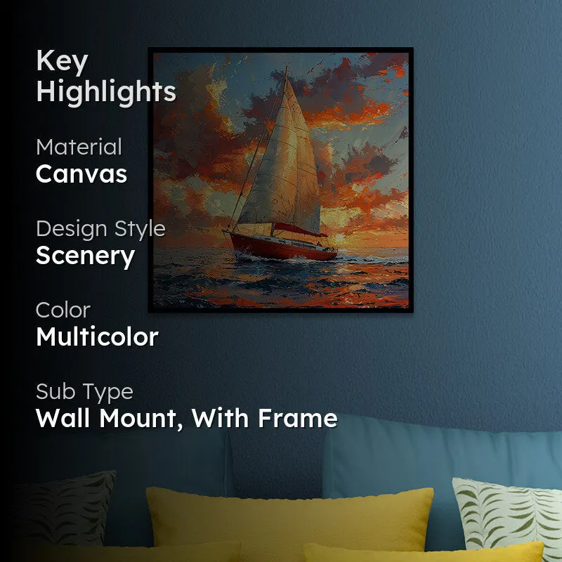 Sails Of Sunset Canvas Wall Art With Frame media 2