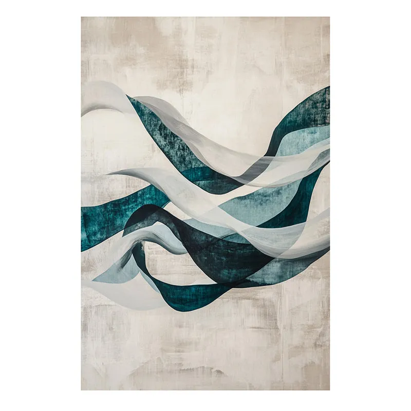 Curves Of Blue Wall Painting - Set Of Two media 4