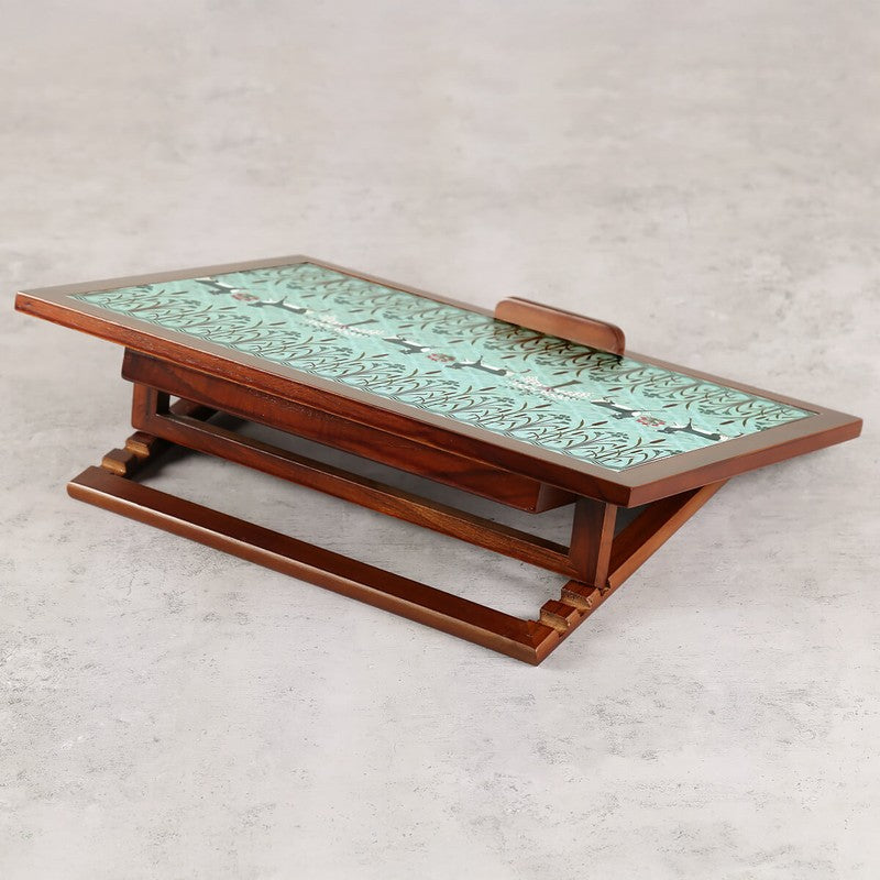 India Circus Teak Wood Mirroring Deer Garden Laptop Table media 5