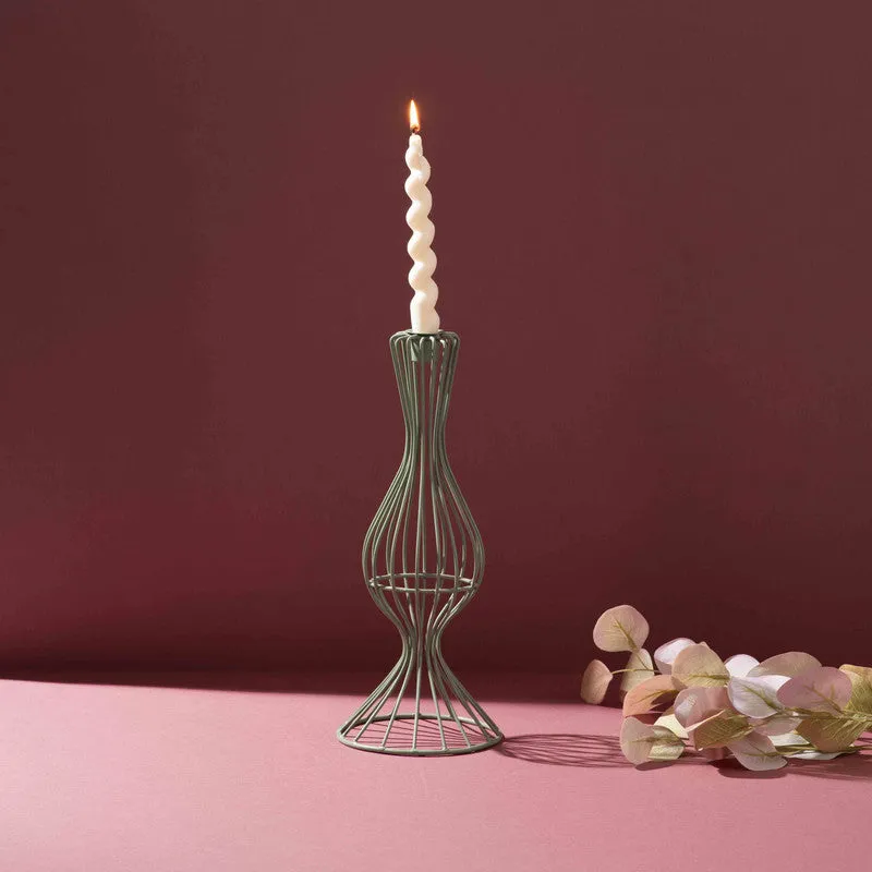 Twist Taper Candle Holder - Green media 4