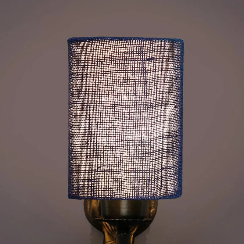 Love Gleam Atva Cylindrical Fabric & Metal Wall Lamp - Blue media 4
