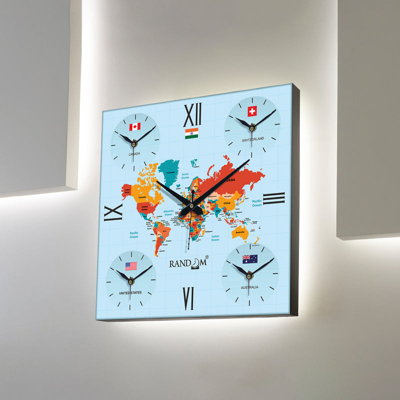 World Time Zone Wall Clock - Sky Blue media 4
